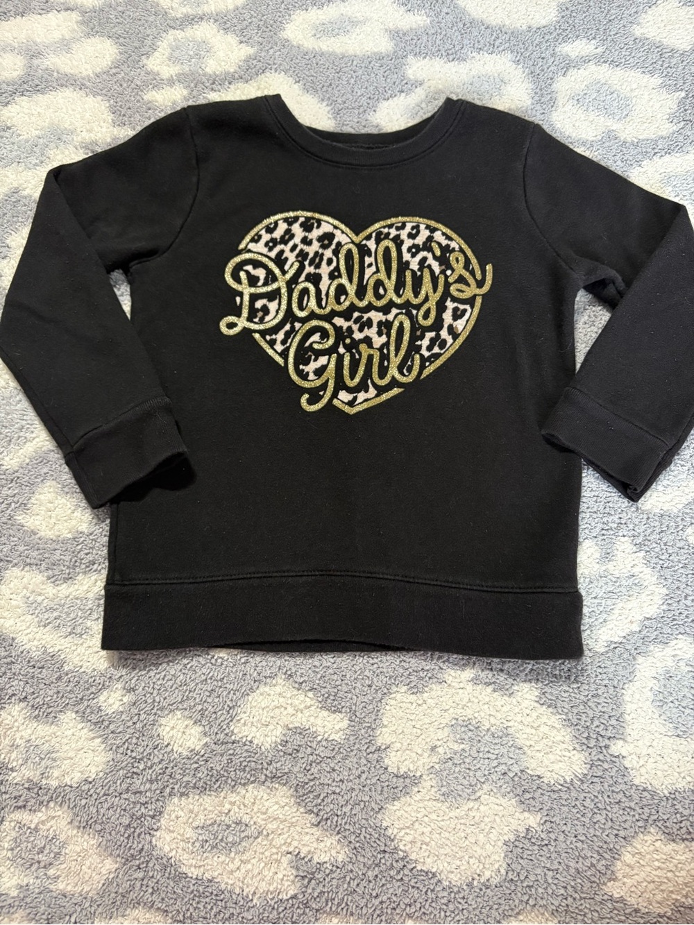 Daddy's Girl Black Gold Glitter Long-Sleeve Crewneck Sweatshirt Toddler Girl 3T